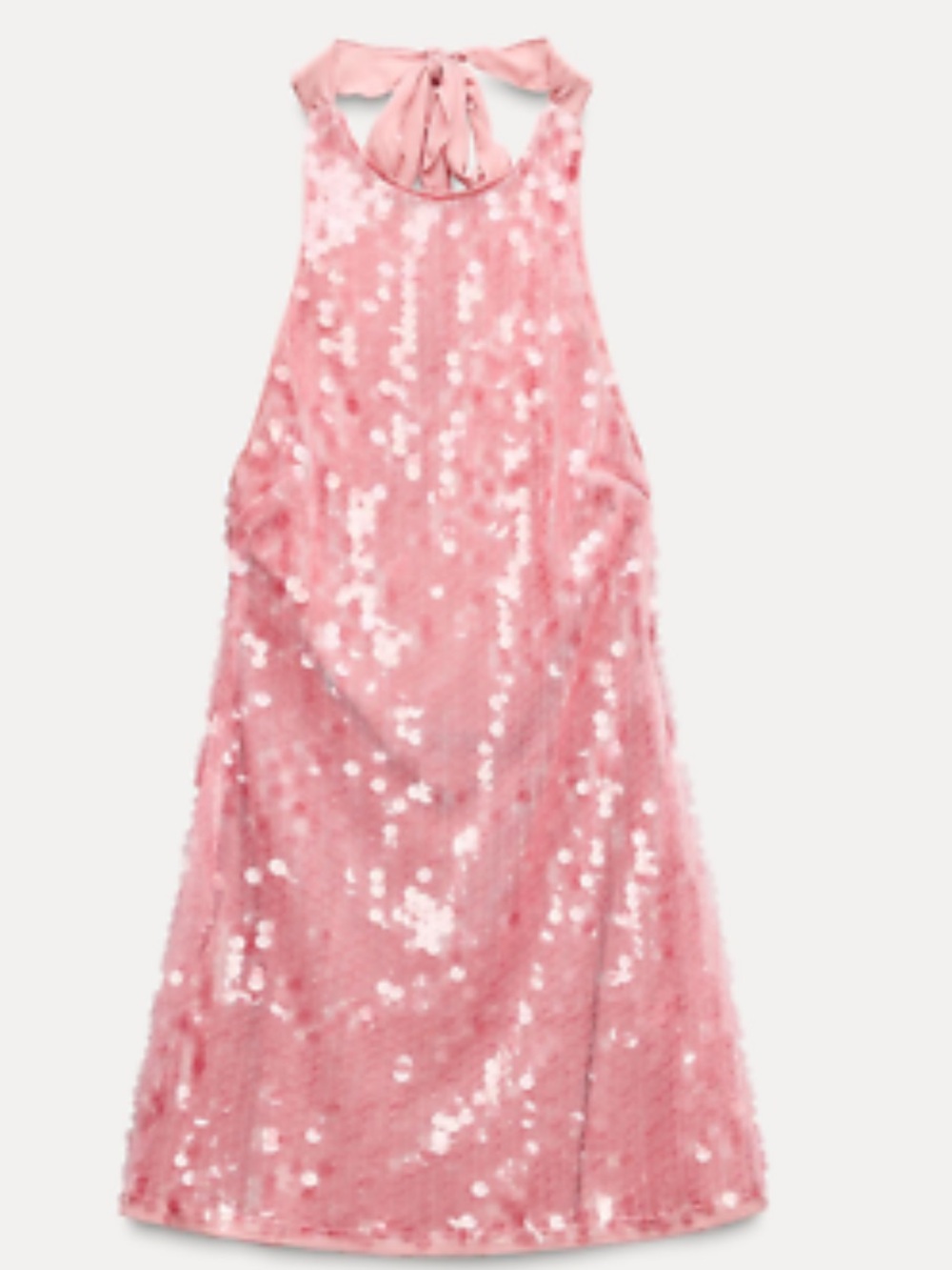ZARA NWT Pink Sequin Open Back Mini Dress Halter Party Birthday S 8741/271 - Picture 3 of 8